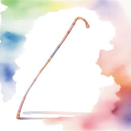 A watercolor painting featuring a crutch