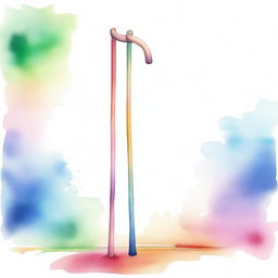 A watercolor painting featuring a crutch