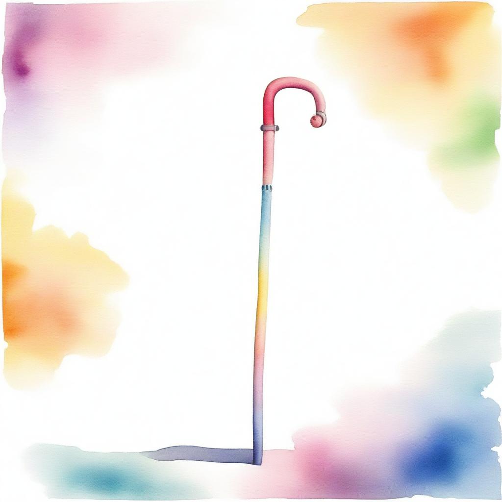 A watercolor painting featuring a crutch