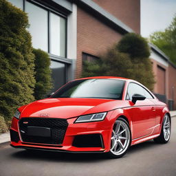 A high-resolution photo of a red Audi TTS MK3 8S from 2019