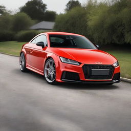 A high-resolution photo of a red Audi TTS MK3 8S from 2019