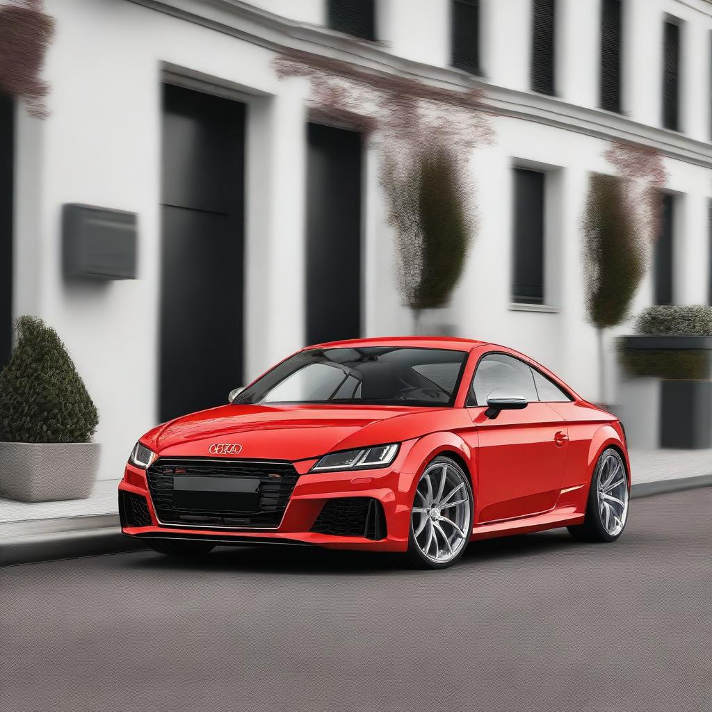 A high-resolution photo of a red Audi TTS MK3 8S from 2019