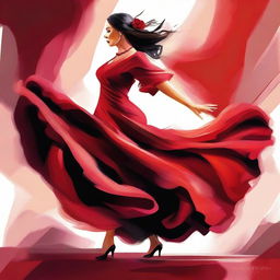 An 8k resolution oil painting vector illustration of a woman dancing flamenco