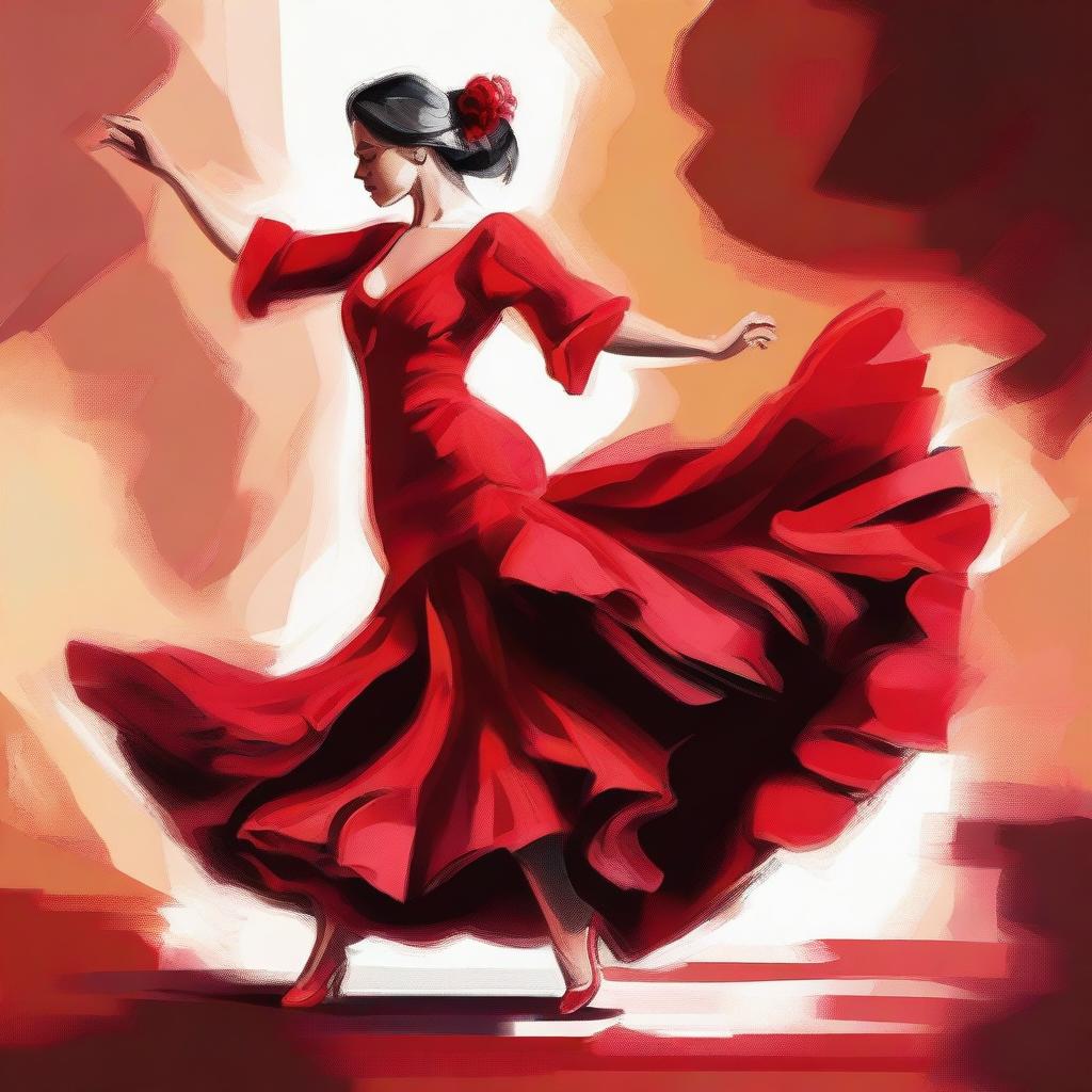 An 8k resolution oil painting vector illustration of a woman dancing flamenco