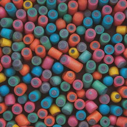 A complex pattern formed by hundreds of fluorescent-colored tear gas canisters. On some, the label 'Federal Riot Grenade. Chemical Irritating Agent CS.' is visible.