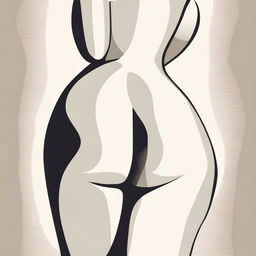 A stylized illustration of a woman with exaggerated curves, focusing on her large hips and buttocks