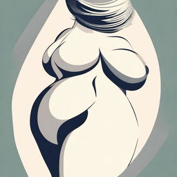 A stylized illustration of a woman with exaggerated curves, focusing on her large hips and buttocks