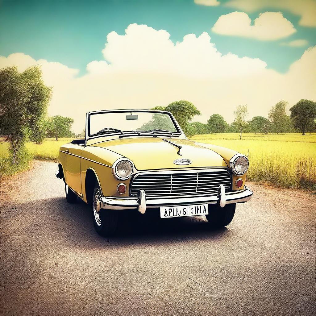 Create an image of a Hindustan Motors (HM) Ambassador car with a soft top