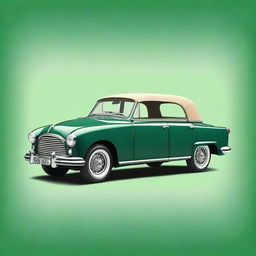 Generate a highly detailed panoramic image of a Hindustan Motors (HM) Ambassador car with a soft top