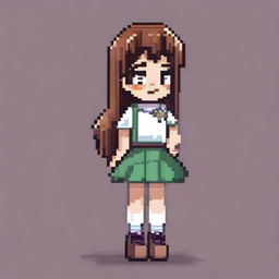 A pixel art image of a girl wearing a skirt