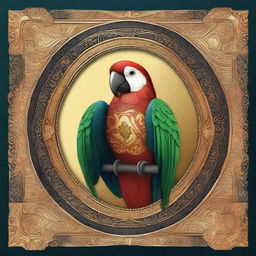 A detailed depiction of a parrot in the style of a Byzantine icon