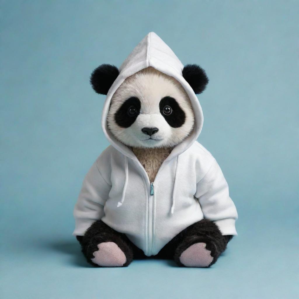 A cute panda wearing a stylish and snug hoodie