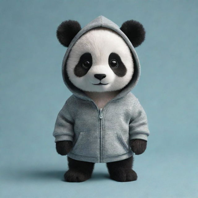 A cute panda wearing a stylish and snug hoodie