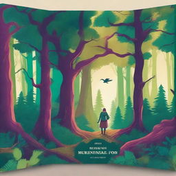 Create a captivating book cover featuring an adventurous scene with a protagonist exploring an ancient, mystical forest