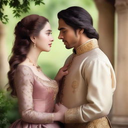 In a historical romance setting, a young noblewoman escapes with a poor man to avoid being forced into a marriage for money