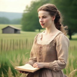 In a historical romance setting, a period farmer recounts a love story that led her to leave her noble status and become a writer