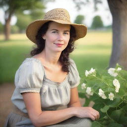 In a historical romance setting, a period farmer recounts the story she wrote in her book