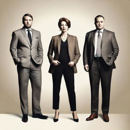 A lady is standing between two men