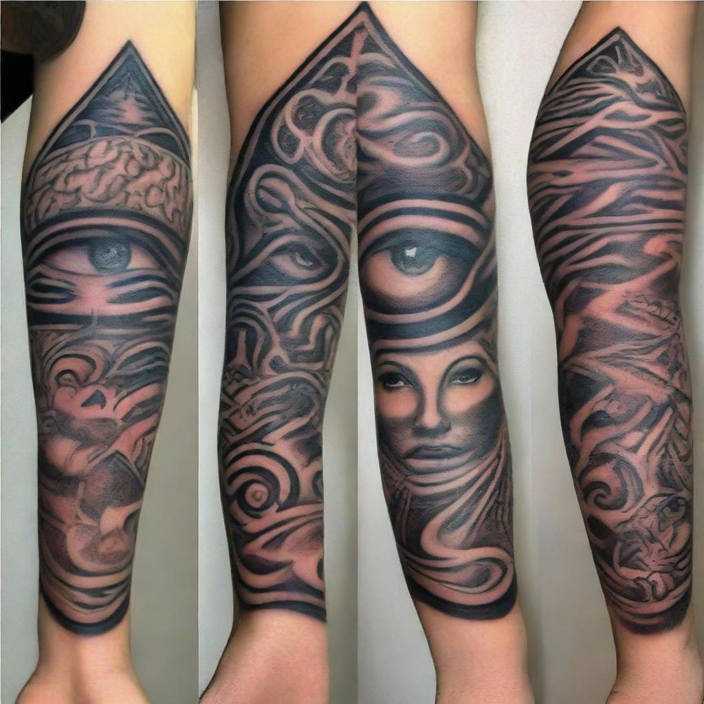 A collection of eye tattoos in various artistic styles