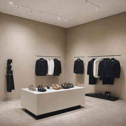 Showcase an elegant display of ZA Collection, featuring a broad array of luxury fashion clothing items, accessories, and shoes. The items should be styled perfectly and placed against a sleek, modern backdrop.