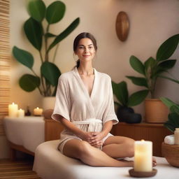 A tall woman enjoying a relaxing day at a spa