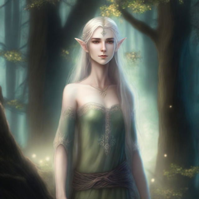 A tall, slender half-elf standing at 6 feet 4 inches and weighing 117 lbs