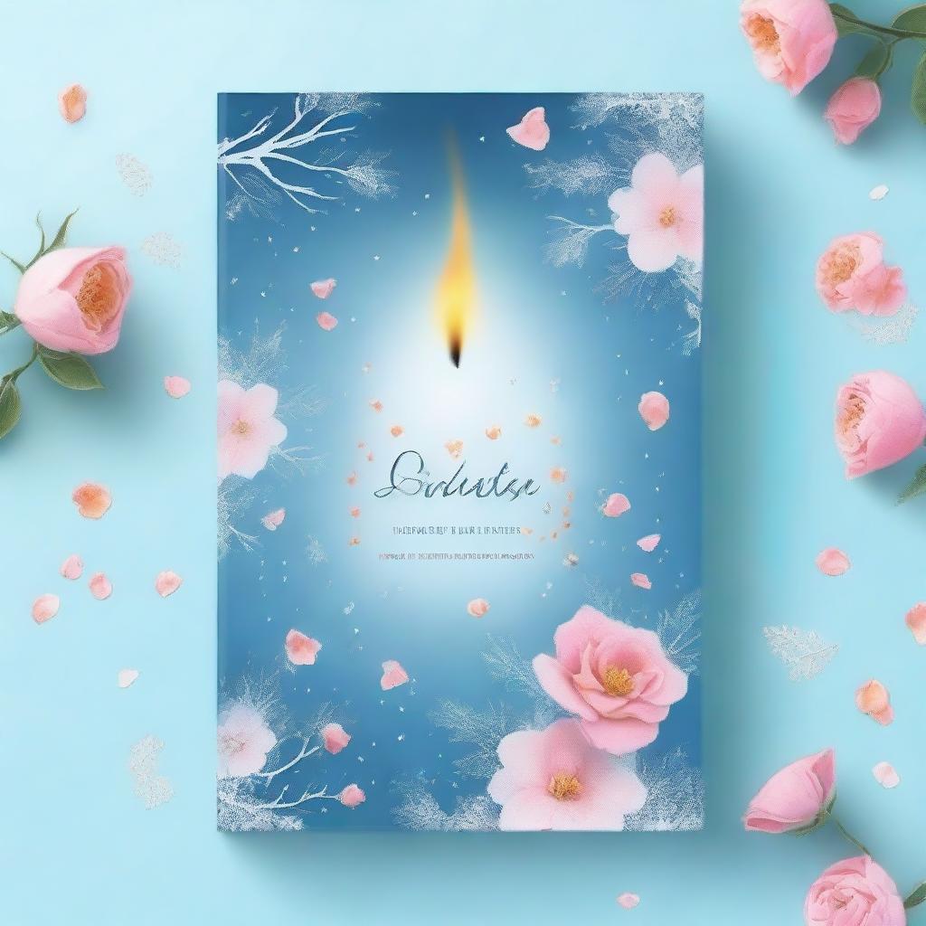 A book cover with a frost background and a small flame background