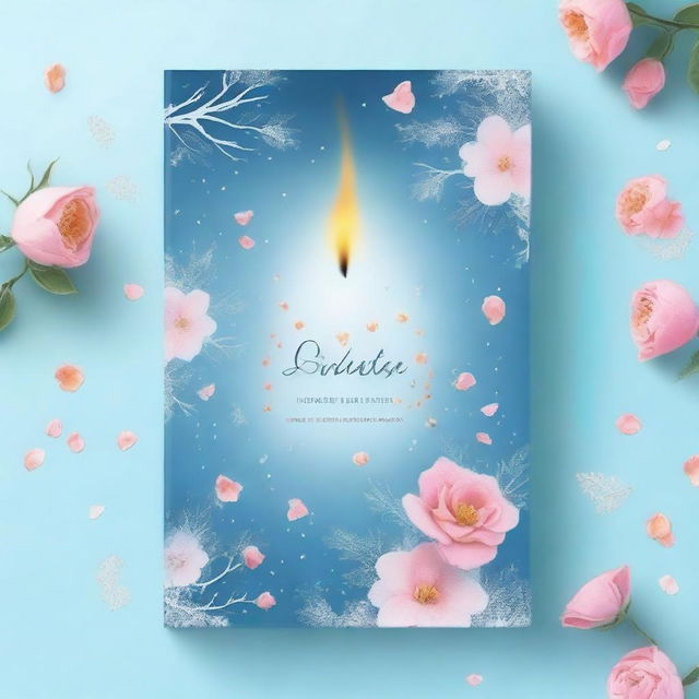 A book cover with a frost background and a small flame background