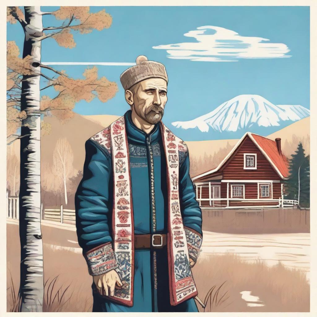 A detailed 2D illustration of a Russian man