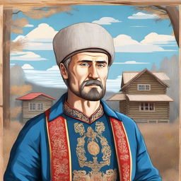 A detailed 2D illustration of a Russian man