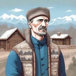 A detailed 2D illustration of a Russian man