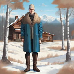 A detailed 2D illustration of a Russian man in full growth