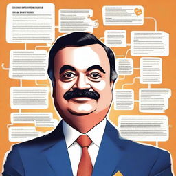 Create a detailed poster featuring Gautam Adani, the Indian business tycoon, with a professional and authoritative look