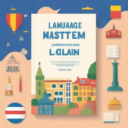 Design a book cover for the title 'Language Mastery on a Budget'