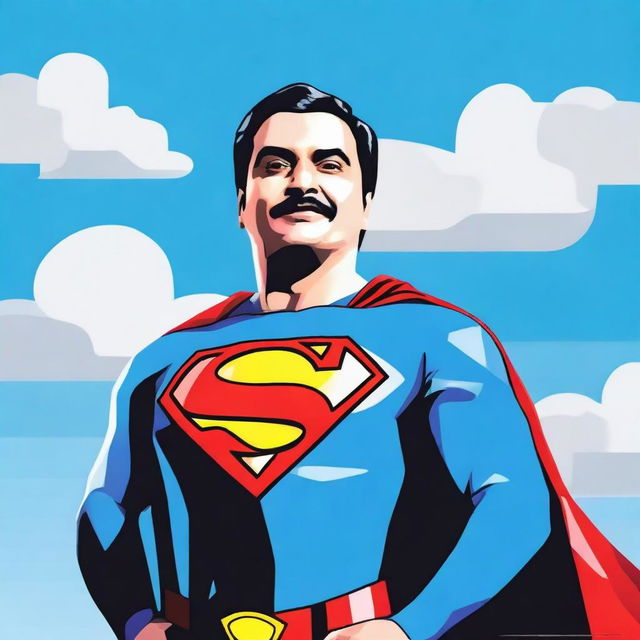 Create an image of Superman with the face of Gautam Adani