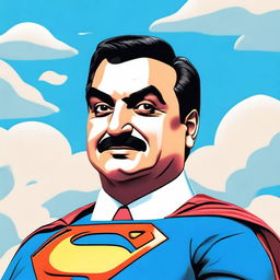 Create an image of Superman with the face of Gautam Adani