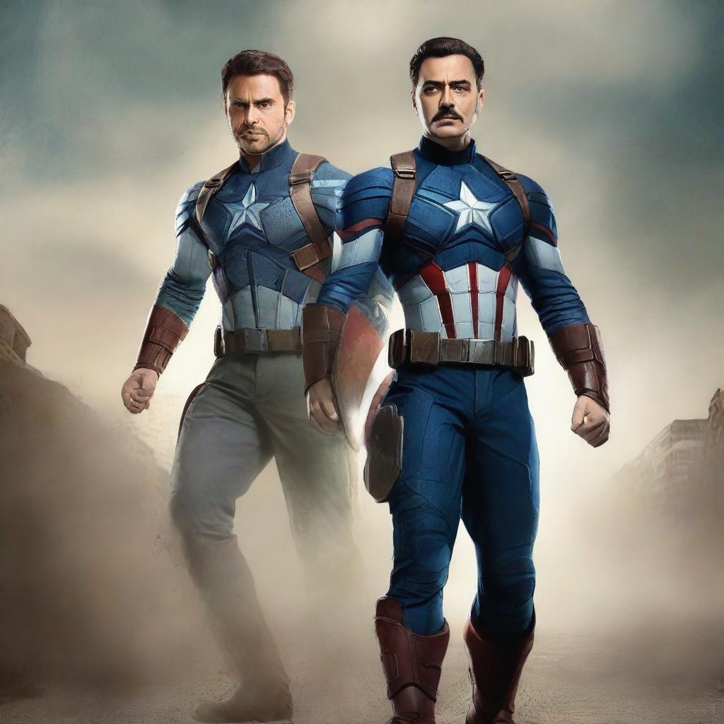 Create an image of Captain America, but with the face of Gautam Adani