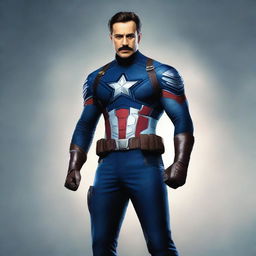 Create an image of Captain America, but with the face of Gautam Adani