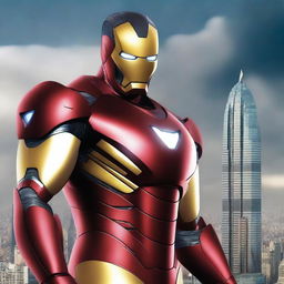 Create an image featuring Iron Man with the face of Gautam Adani