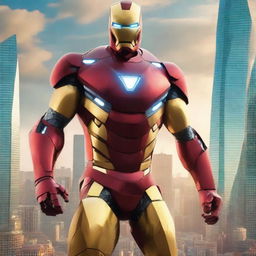 Create an image featuring Iron Man with the face of Gautam Adani