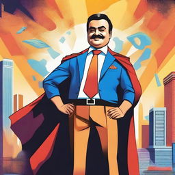 Create an image of Gautam Adani as a superhero character