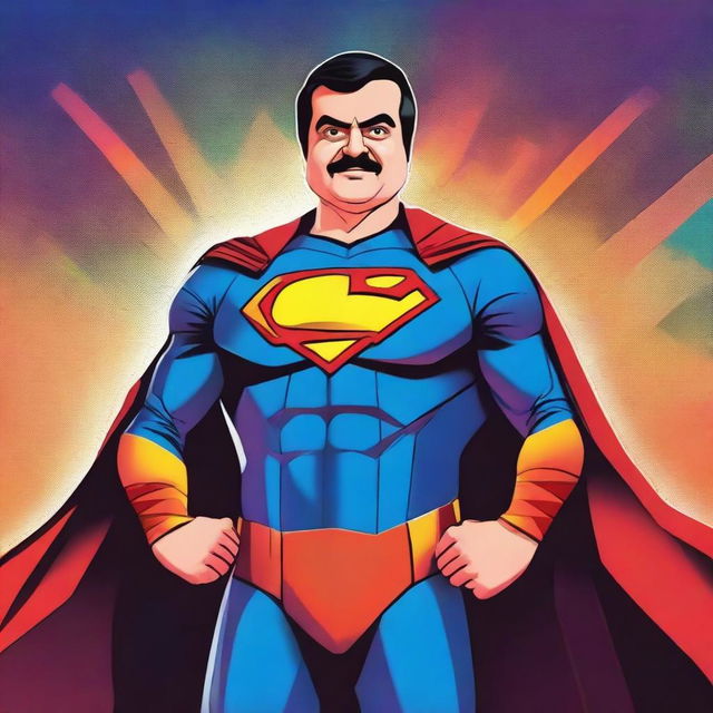 Create an image of Gautam Adani as a superhero character