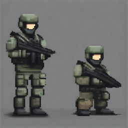 Create a detailed pixel art image of a special forces unit from Russia