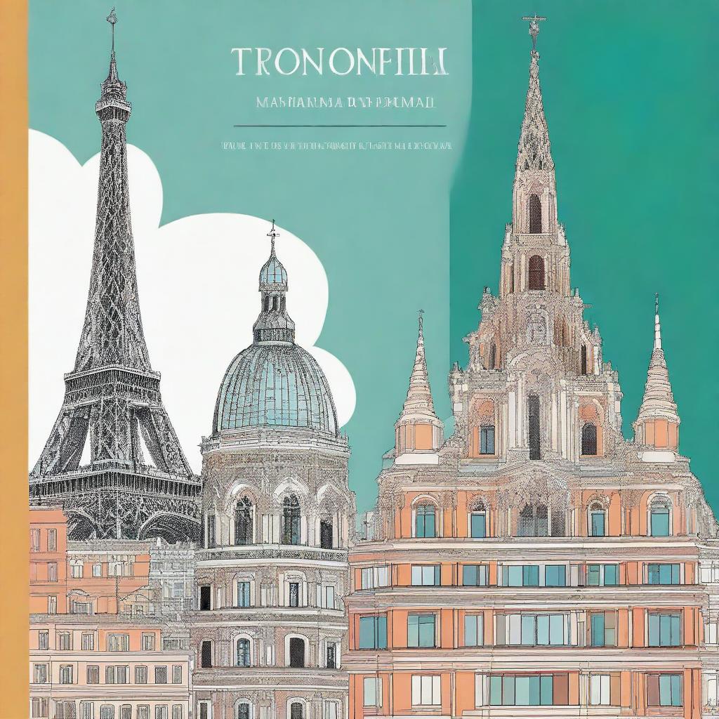 An engaging book cover featuring Trondheim Cathedral, Mole Antonelliana, Sagrada Familia, and the Eiffel Tower