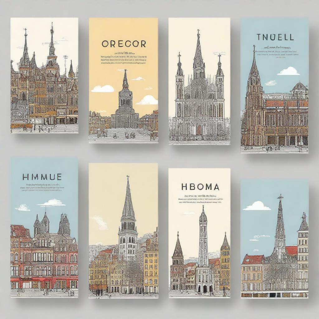 An engaging book cover featuring Trondheim Cathedral, Mole Antonelliana, Sagrada Familia, and the Eiffel Tower