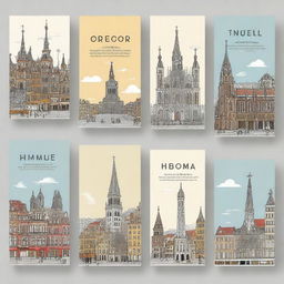 An engaging book cover featuring Trondheim Cathedral, Mole Antonelliana, Sagrada Familia, and the Eiffel Tower