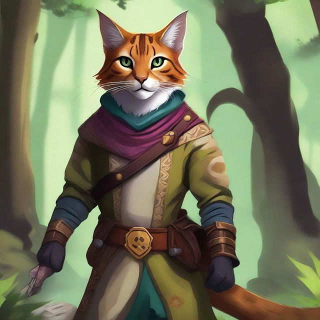 Create an image of a Tabaxi, a feline humanoid creature from fantasy settings