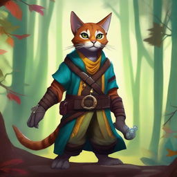 Create an image of a Tabaxi, a feline humanoid creature from fantasy settings