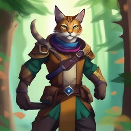 Create an image of a Tabaxi, a feline humanoid creature from fantasy settings