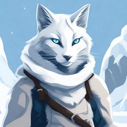 A detailed illustration of an arctic Tabaxi rogue